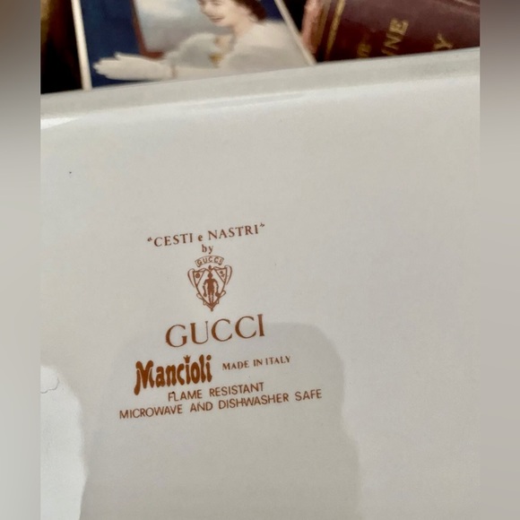 Rare Vintage GUCCI Floral Designer Dish Tray Collectible Home Decor Ashtray GG - Picture 6 of 9